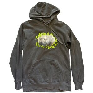 TYM Mens Graphic Hoodie Small Charcoal Gray Neon Flame Trash Streetwear Casual